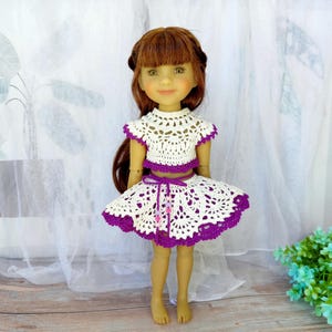 Ruby Red Fashion Friends Summer Lace Set: Blouse and Skirt, 14 inch Doll Clothes, Wellie Wishers Doll, Doll Clothes Set, Glitter Girl