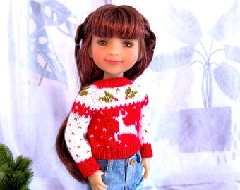 Pull renne pour poupées Fashion Friends rouge rubis 35 cm : convient également aux poupées Wellie Wishers