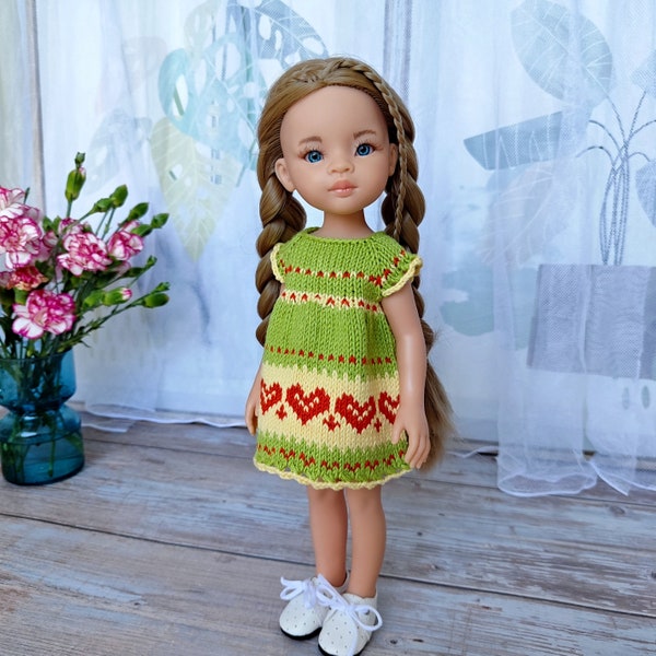 Heart dress for Paola Reina Doll, Paola Reina Doll Clothes, 13 inch doll clothes, Outfit Paola Reina doll, Ruby Red Siblies, Little Darling