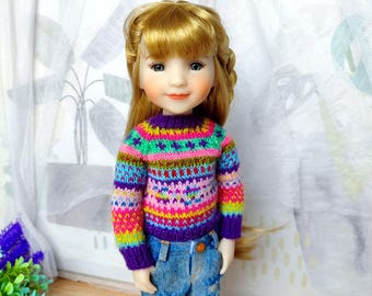 Nordic Wool Sweater for Ruby Red Fashion Friends, Clothes for Ruby Red dolls, Sweater for 14.5 inch dolls, Outfit for Wellie Wishers dolls