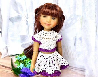 Crochet Doll Outfit: Lace Top and Skirt for Ruby Red Fashion Friends, Fits 14 inch Dolls