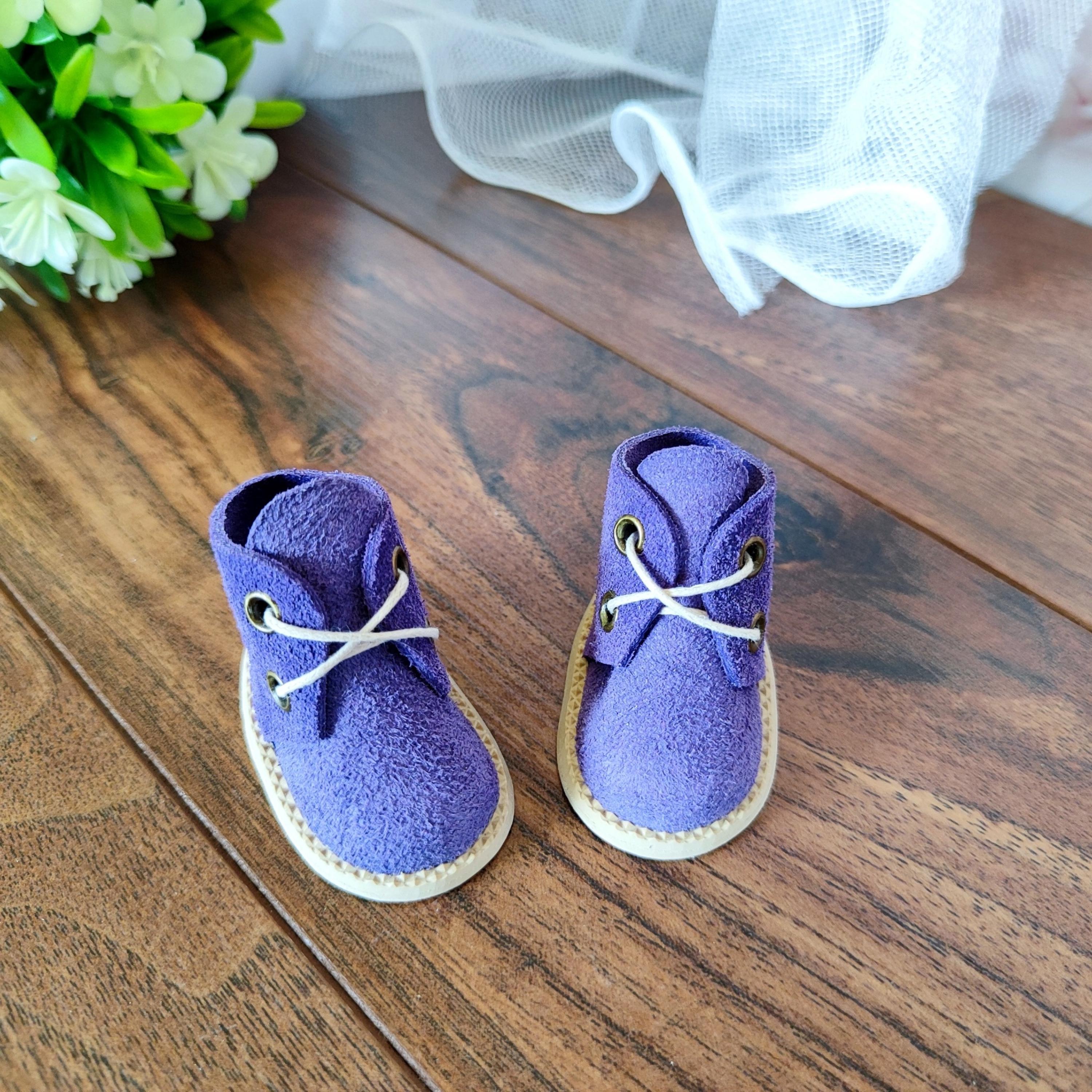 パオラ・レイナ人形用紫本革靴、13インチ人形用ブーツと服、パオラ