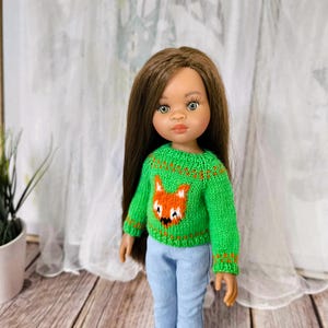 Forest Fox-trui voor Paola Reina Doll, Paola Reina-poppenkleding, poppenoutfit, 13 inch poppenkleertjes, Ruby Red Siblies