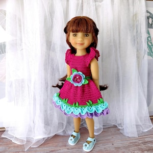 Crochet Dress for Ruby Red Fashion Friends Doll 14.5 inch,  14 Inch Doll Clothes, Doll Outfit, Cotton Doll Blouse, Wellie Wishers Doll