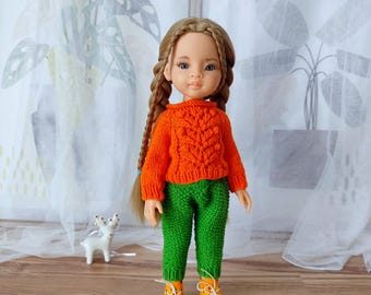 Outfit for Paola Reina Doll, Set with Sweater and Comfy Pants, Fits 13 Inch Dolls
