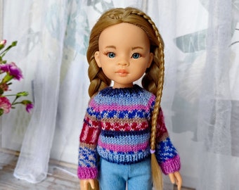Pull pour poupée Paola Reina, vêtements de poupée Paola Reina, pull en tricot pour poupée Paola Reina, vêtements de poupée de 33 cm, Ruby Red Siblies