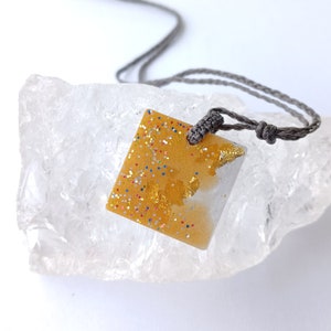 Handmade resin necklace with glitter & gold flakes