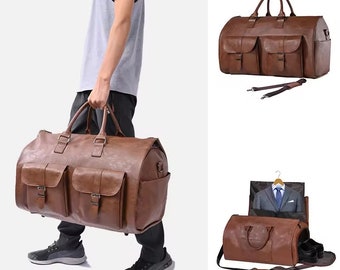 Anzugtasche Reisetasche für Unternehmer I Geschenk für Selbstständige Unternehmer I Große Leder Reisetasche I Weekender Tasche I