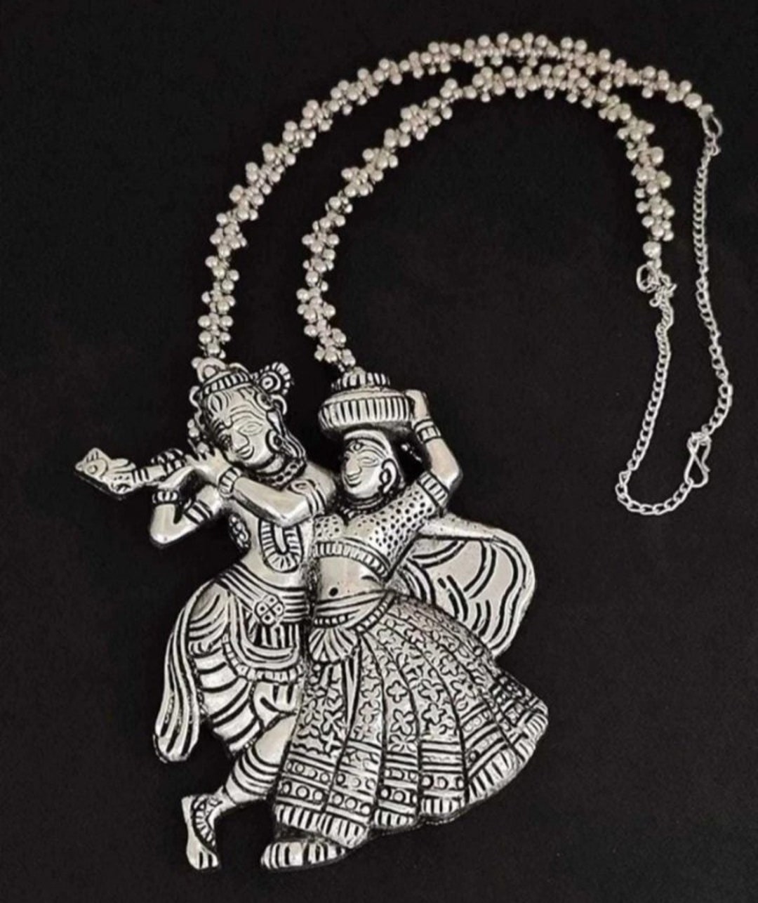 Beautiful Radha Krishna Jewelry Set, Traditional Set Silver Oxidised