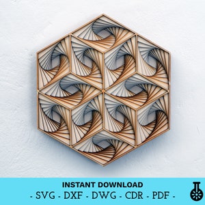 File digitale - Mandala a strati - Op art - Design multistrato geometrico decorativo per il taglio laser - dxf dwg svg cdr pdf - Download istantaneo