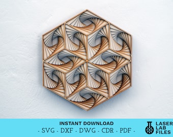 File digitale - Mandala a strati - Op art - Design multistrato geometrico decorativo per il taglio laser - dxf dwg svg cdr pdf - Download istantaneo