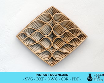 File digitale - Mandala a strati - Op art - Design multistrato geometrico decorativo per il taglio laser - dxf dwg svg cdr pdf - Download istantaneo