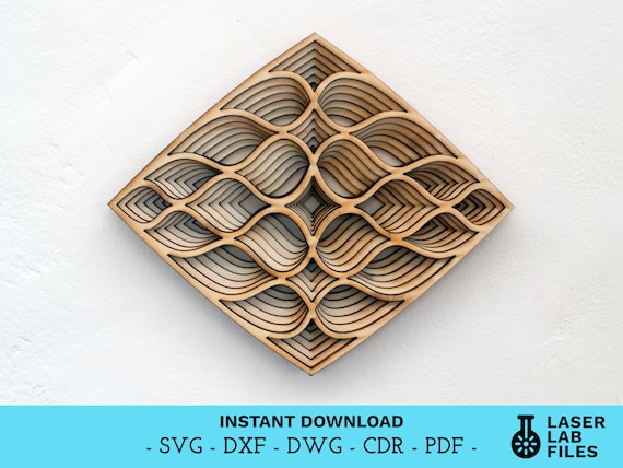 Digital file - Layered Mandala - Op art - Decorative geometric multilayer design for laser cutting - dxf dwg svg cdr pdf - Instant Download