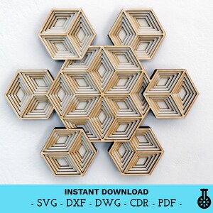 File digitale - Layered Geometric Op art - Mandala - Design decorativo multistrato per il taglio laser - dxf dwg svg cdr pdf - Download istantaneo
