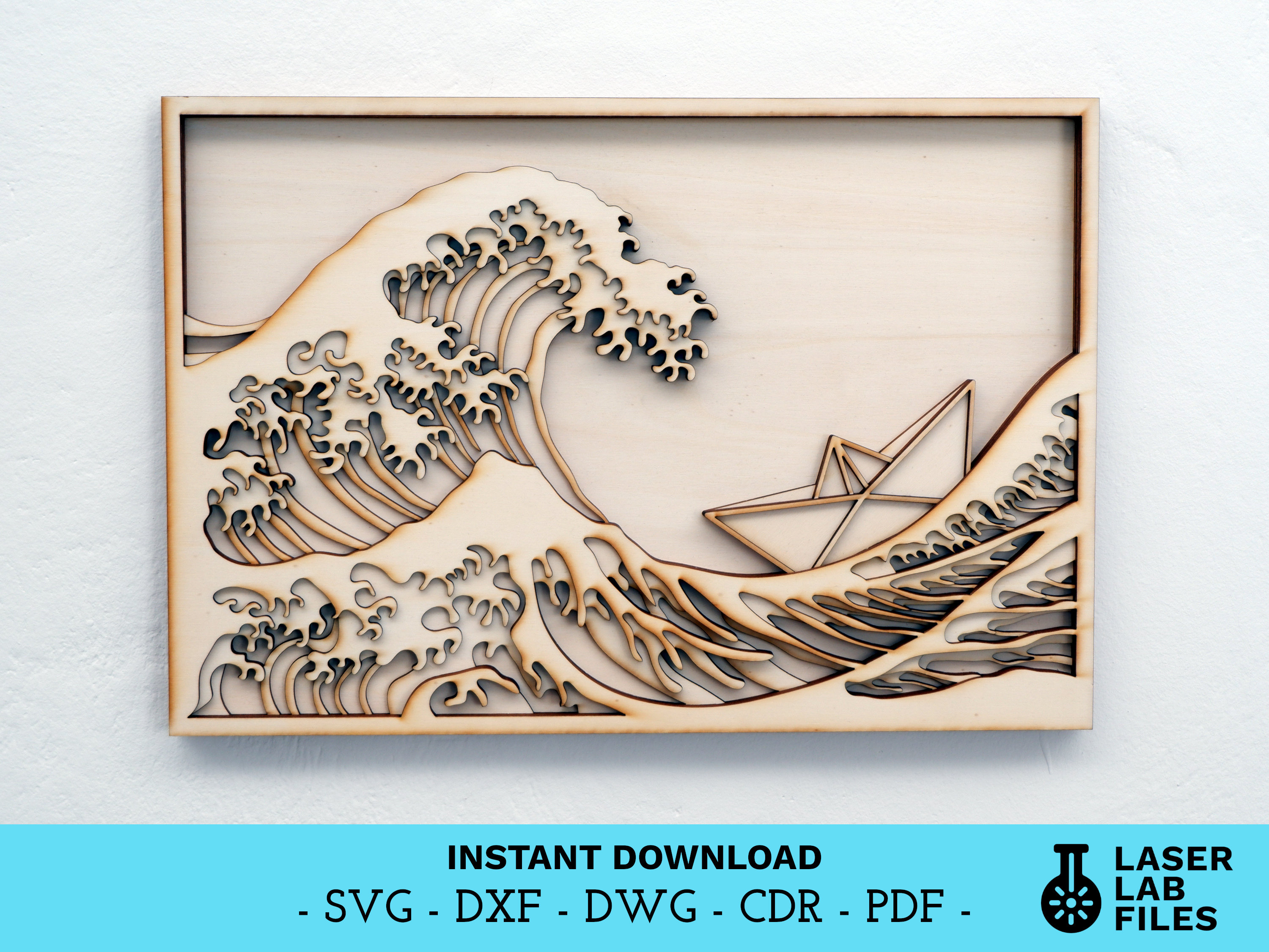 Layered Great Wave Laser Cut File – 3D Wall Art (digital Download