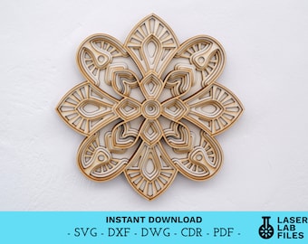 File di taglio laser Mandala a strati – Arte murale geometrica (download digitale)