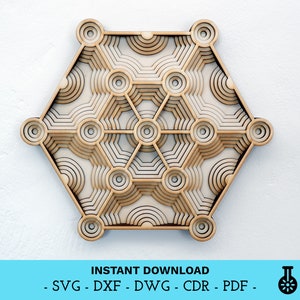 File digitale - Layered Mandala - Geometric Op art - Design decorativo multistrato per il taglio laser - dxf dwg svg cdr pdf - Download istantaneo