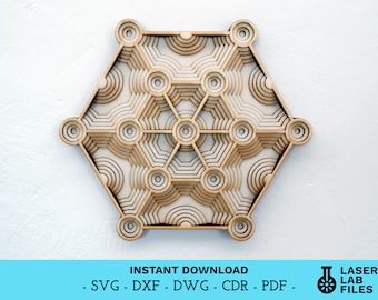 File di taglio laser Mandala a strati – Design geometrico Op Art (download digitale)