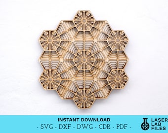 File di taglio laser Mandala a strati – Arte murale geometrica (download digitale)