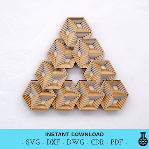 Digitaal bestand - Gelaagde Op-art - Mandala - Decoratief geometrisch meerlaags ontwerp voor lasersnijden - dxf dwg svg cdr pdf - Instant Download
