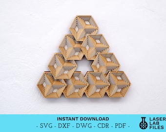 File di taglio laser Mandala a strati – Design geometrico Op Art (download digitale)