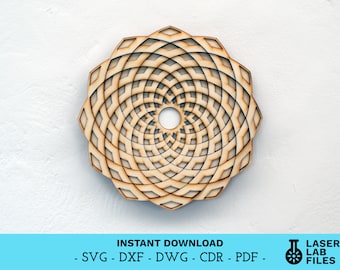 File di taglio laser Mandala a strati – Disegno geometrico floreale (download digitale)