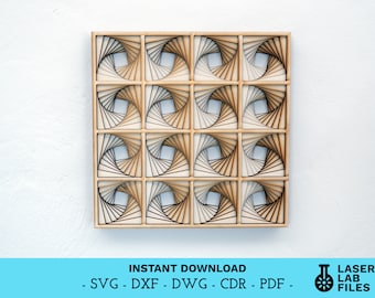 File digitale - Pannello a parete Op Art a strati - Disegno multistrato geometrico decorativo per il taglio laser - dxf dwg svg cdr pdf - Download istantaneo