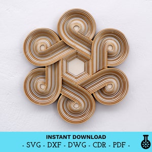 File digitale - Nodo a strati - Mandala - Disegno multistrato geometrico decorativo per il taglio laser - dxf dwg svg cdr pdf - Download istantaneo
