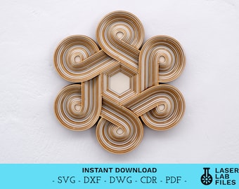 File digitale - Nodo a strati - Mandala - Disegno multistrato geometrico decorativo per il taglio laser - dxf dwg svg cdr pdf - Download istantaneo