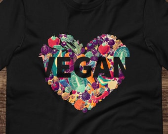 Vegan Heart Tee, camiseta vegana, estilo de vida basado en plantas, regalo vegano, camiseta vegetal, conciencia vegana, estilo vegano