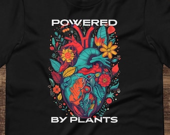 Powered By Plants Tee, floral anatomical heart, vegan t-shirt, plant-based lifestyle, vegan gift, vegan activism, vegan style