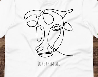 Love Them All Tee, vegan shirt, cow lovers, vegan and vegetarian activism, animal rights, gift