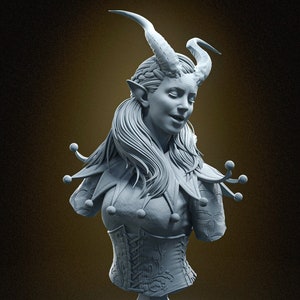 Alfira Bust 3D Printed | Gift For Gamer | Handmade Gift | DND | BG3 Figure | Hand Painted