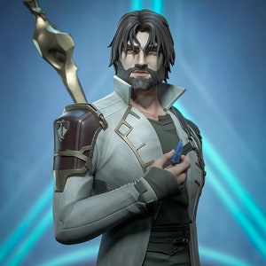 Jayce-standbeeld 3D-geprint | Cadeau voor gamer | Handgemaakt cadeau | Harsfiguur | Handgeschilderd