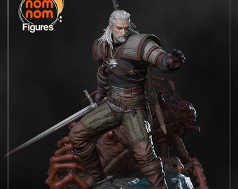 Statue de Geralt The Witcher imprimée en 3D | Cadeau pour joueur | Cadeau fait main | Figurine en résine | Peint à la main