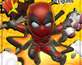 Statua stampata in 3D di Chibi Deadpool / Regalo per il giocatore / Regalo fatto a mano / Dipinto a mano / Figura in resina