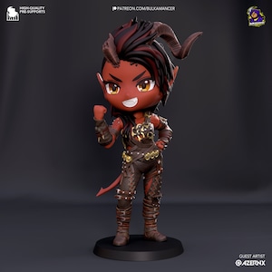 Chibi Karlach Statue 3D Printed | Gift For Gamer | DnD | BG3 Figure | Handmade Gift | Hand Painted
