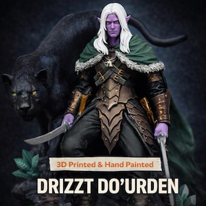 Drizzt Do'Urden Statue 3D Printed | Gift For Gamer | Handmade Gift | DnD | Resin Figure | Hand Painted