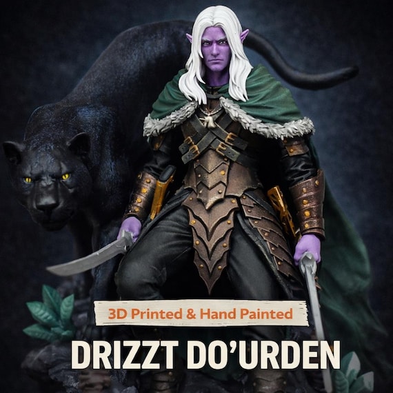 Drizzt Do'urden Statue 3D Printed | Gift for Gamer | Handmade Gift