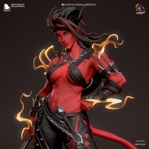 Stylized Karlach Statue 3D Printed | Gift For Gamer | Handmade Gift | BG3 Figure | DND | Hand Painted