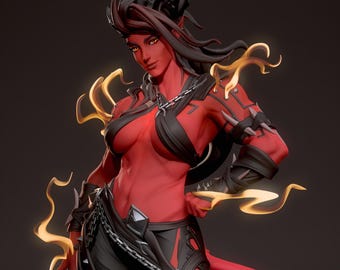Stylized Karlach Statue 3D Printed | Gift For Gamer | Handmade Gift | BG3 Figure | DND | Hand Painted