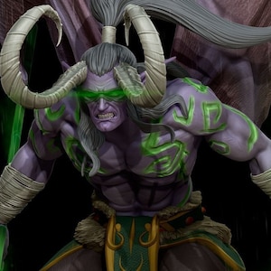 Illidan Stormrage Statue 3D Printed | WoW | Gift For Gamer | Handmade Gift | Hand Painted | WoW Figure