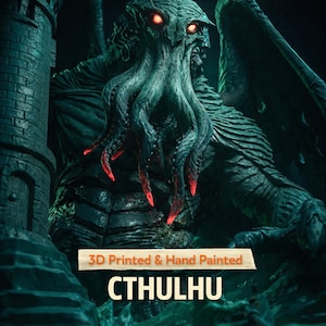Cthulhu-standbeeld 3D-geprint | Cadeau voor gamer | Harsfiguur | Handgeschilderd