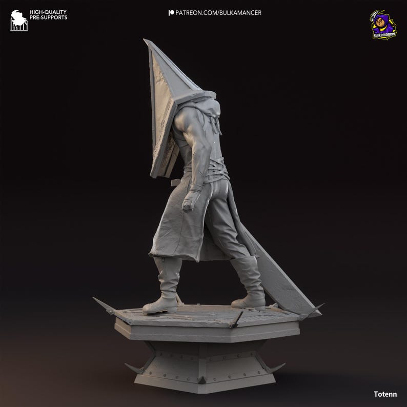 Pyramid Head Statue 3D Printed Gift for Gamer Resin Figure Handmade
