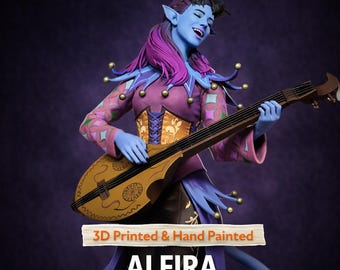 Estatua de Alfira impresa en 3D / Regalo para gamer / Regalo hecho a mano / Figura DND / BG3 / Pintada a mano