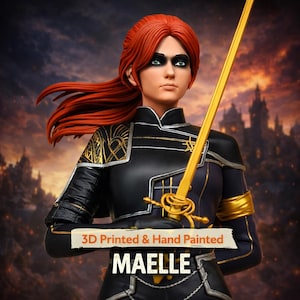 Standbeeld van Maelle 3D-geprint | Cadeau voor gamer | Harsfiguur | Handgemaakt cadeau | Handgeschilderd