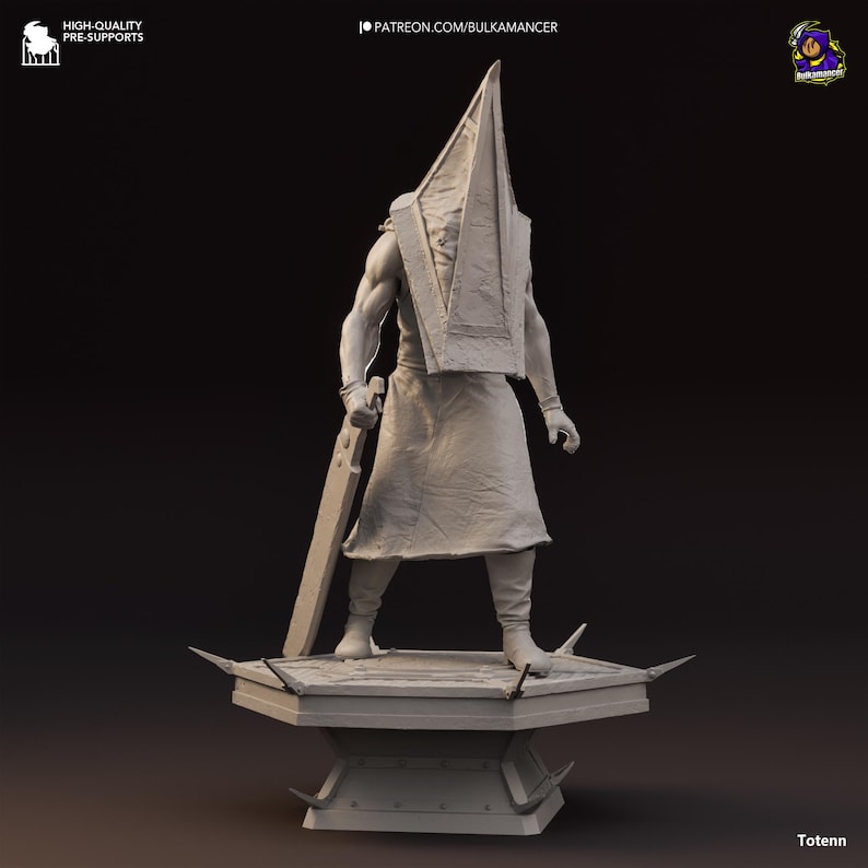 Pyramid Head Statue 3D Printed Gift for Gamer Resin Figure Handmade