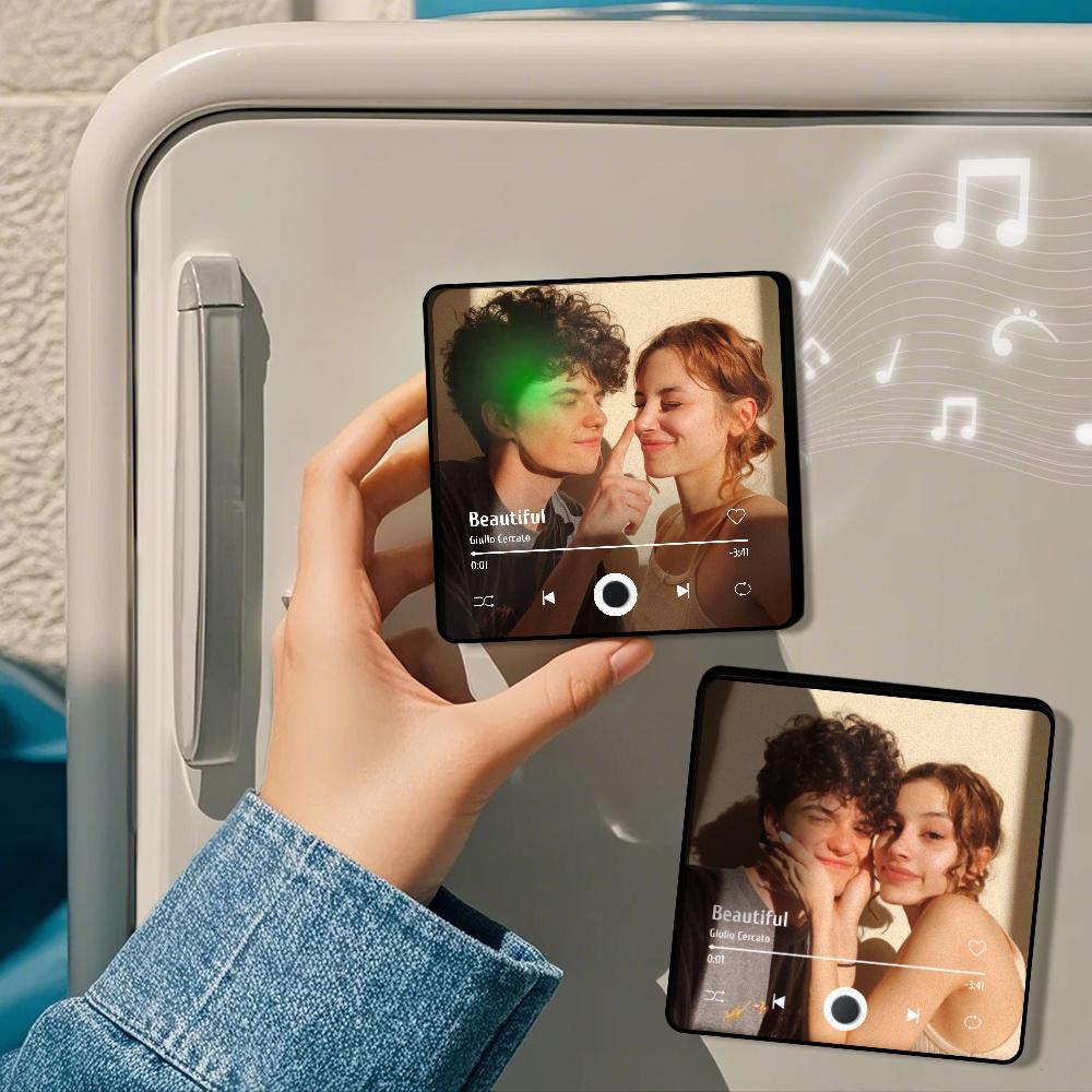 🎄BUY 2 FREE SHIPPING🎄Personalized Photo Music Fridge Magnet | Play Your Favorite Song | Romantic Gift for Him  |  Gift for Her | Music Magnet | Custom Home Decor
