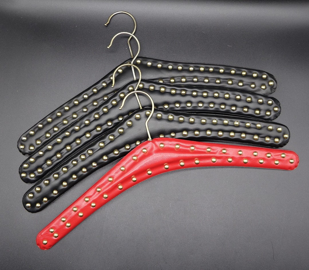 Vintage Clothes Hangers, 1 Type and 2 Colours With Leather Imitation