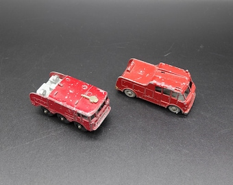 Set of 2 MATCHBOX Lesney Toy Cars The Matchbox 63b Alvis Foamite Crash Tender and Matchbox 9c Merryweather Marquis Fire Engine  from the 60s